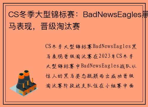 CS冬季大型锦标赛：BadNewsEagles黑马表现，晋级淘汰赛