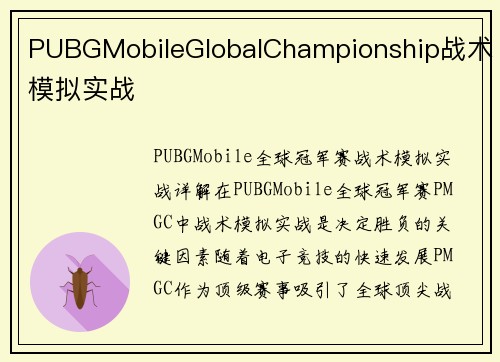 PUBGMobileGlobalChampionship战术模拟实战